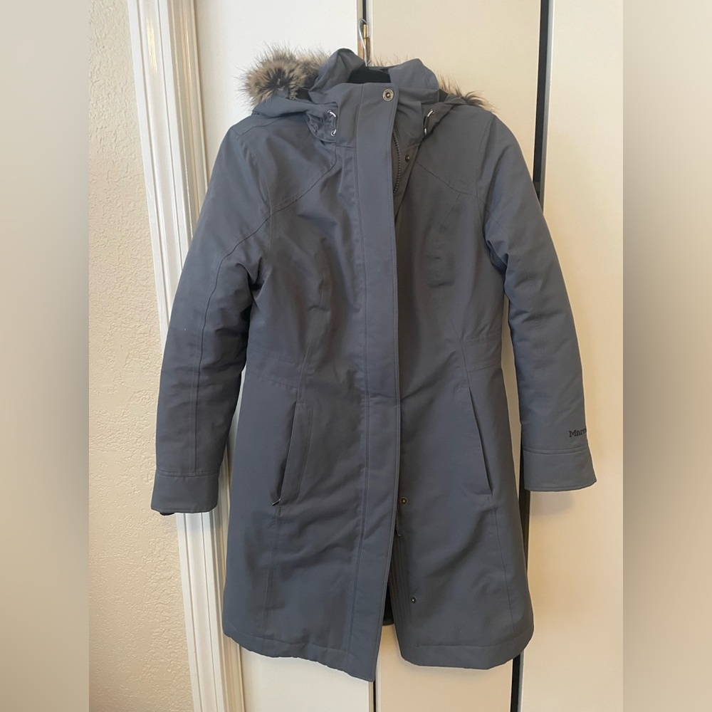 Marmot Gray Blue Puffer Coat